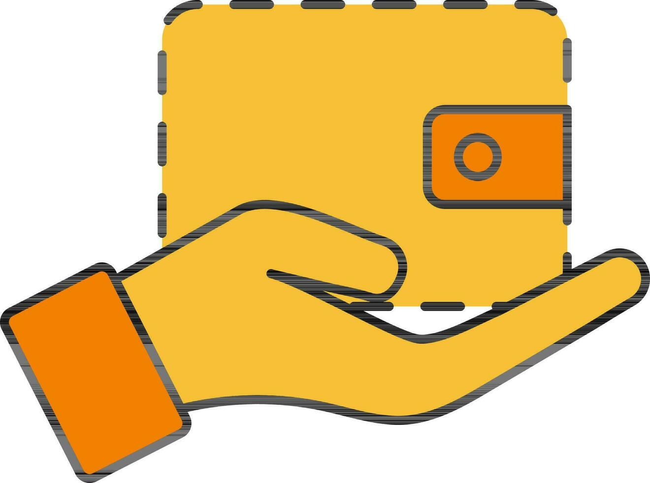 geel portemonnee Aan hand- icoon in vlak stijl. vector