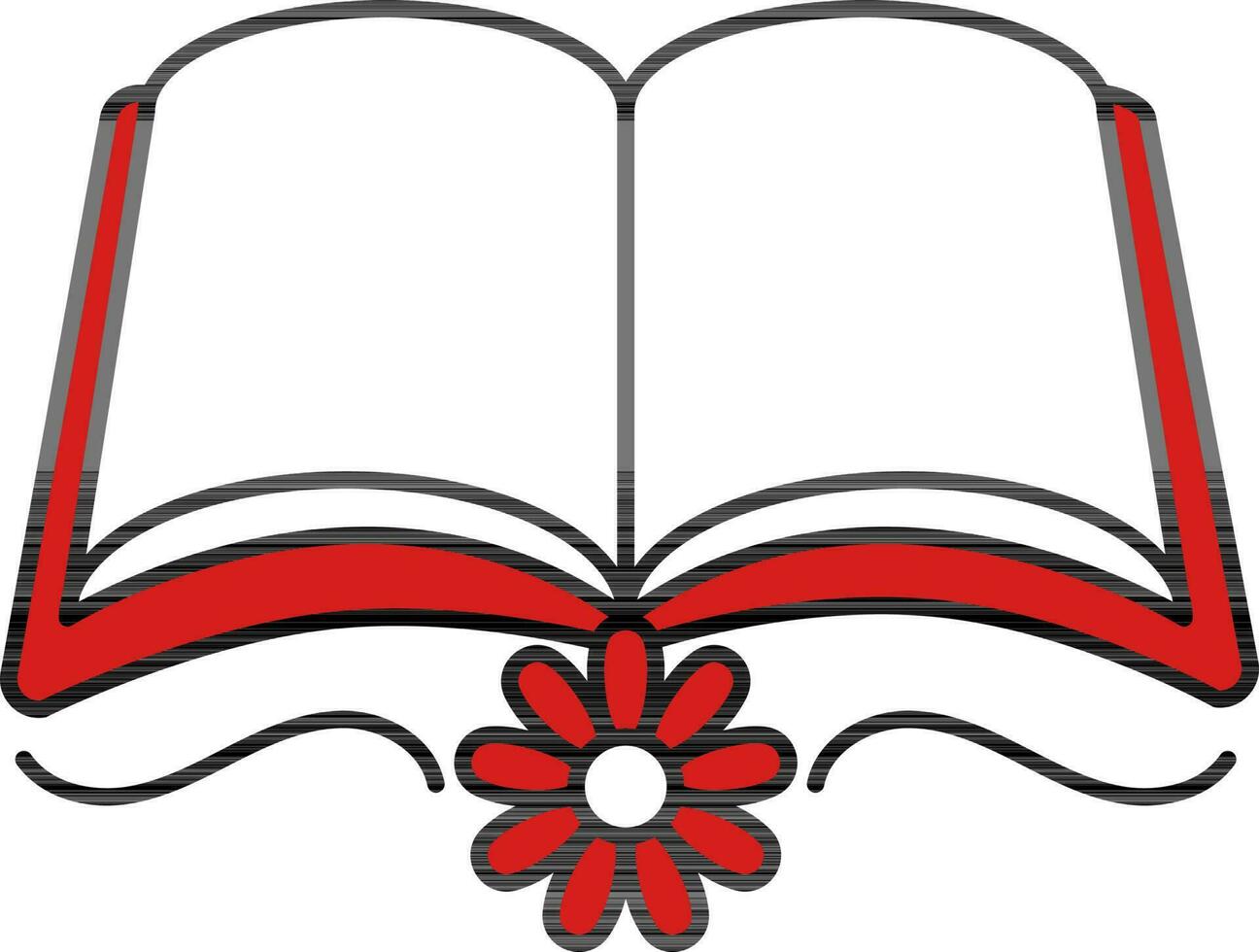 bloemen ontwerp Aan boek icoon in rood en wit kleur. vector