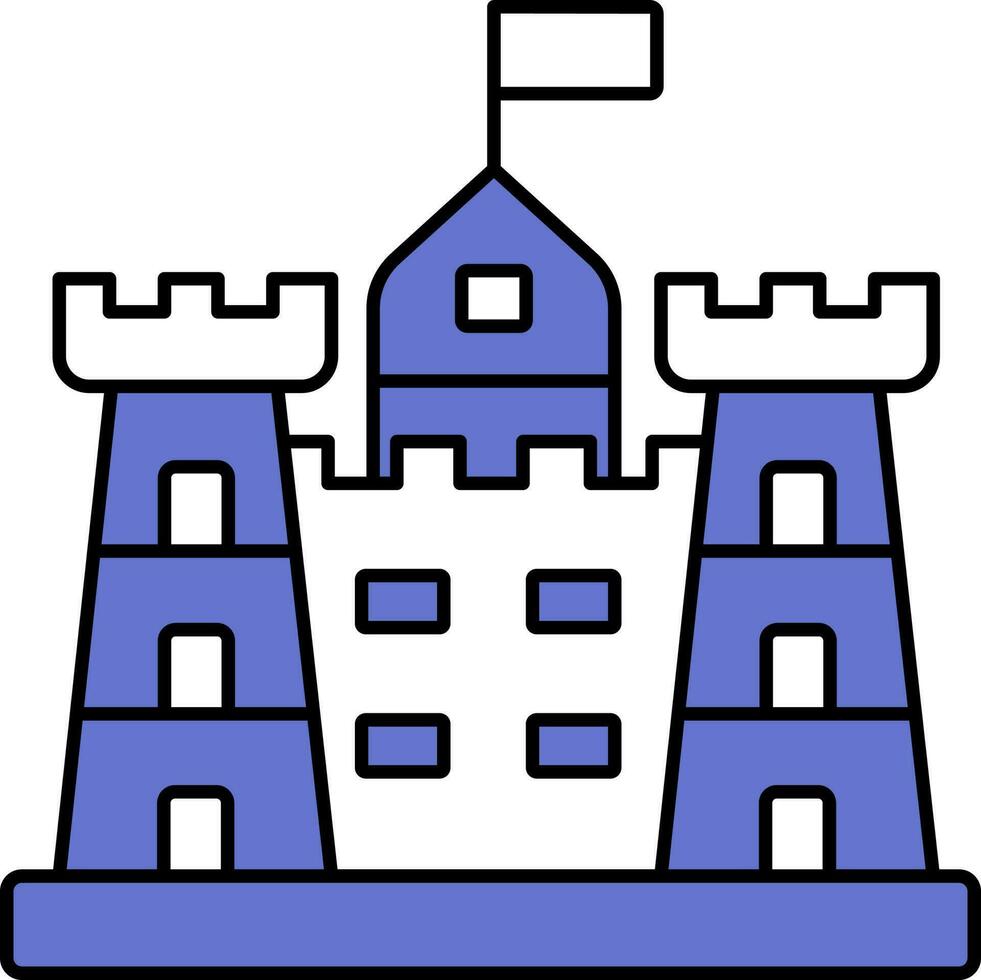 blauw en wit kasteel icoon in vlak stijl. vector