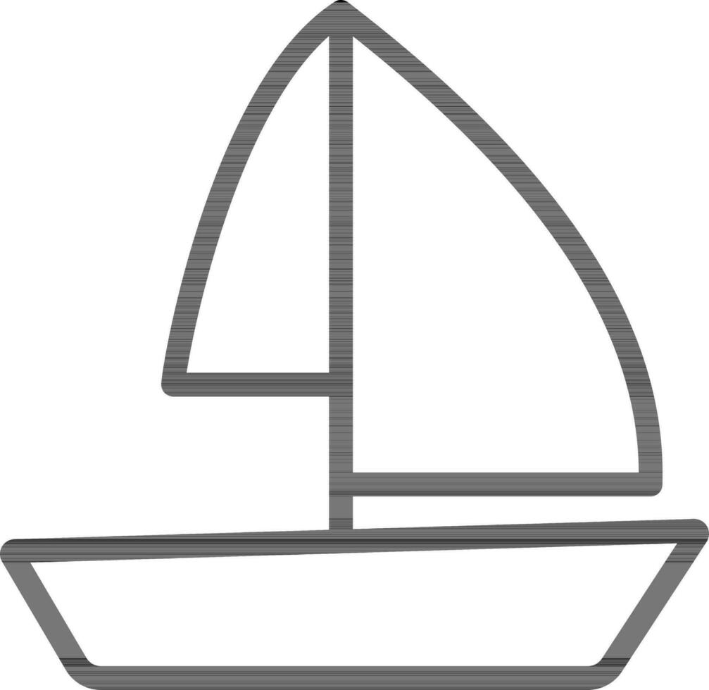 zeil boot icoon in zwart lijn kunst. vector