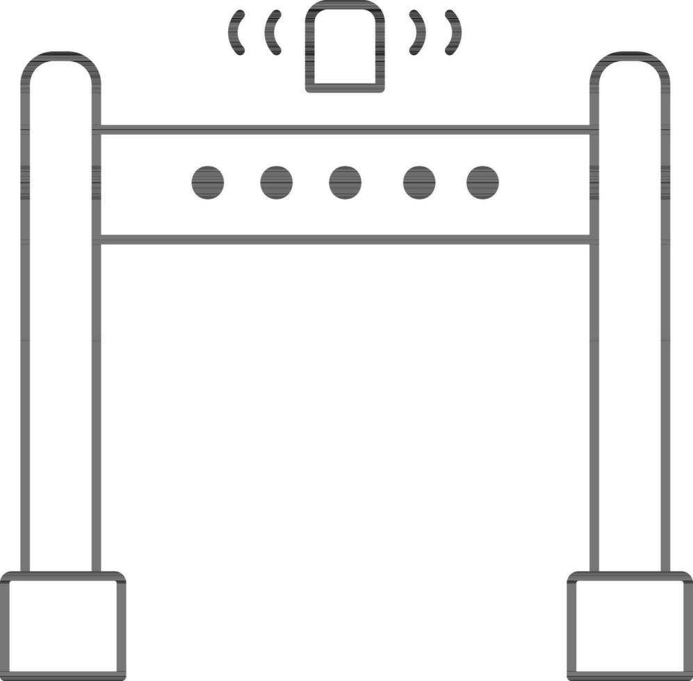 metaal detector poort icoon in zwart lijn kunst. vector