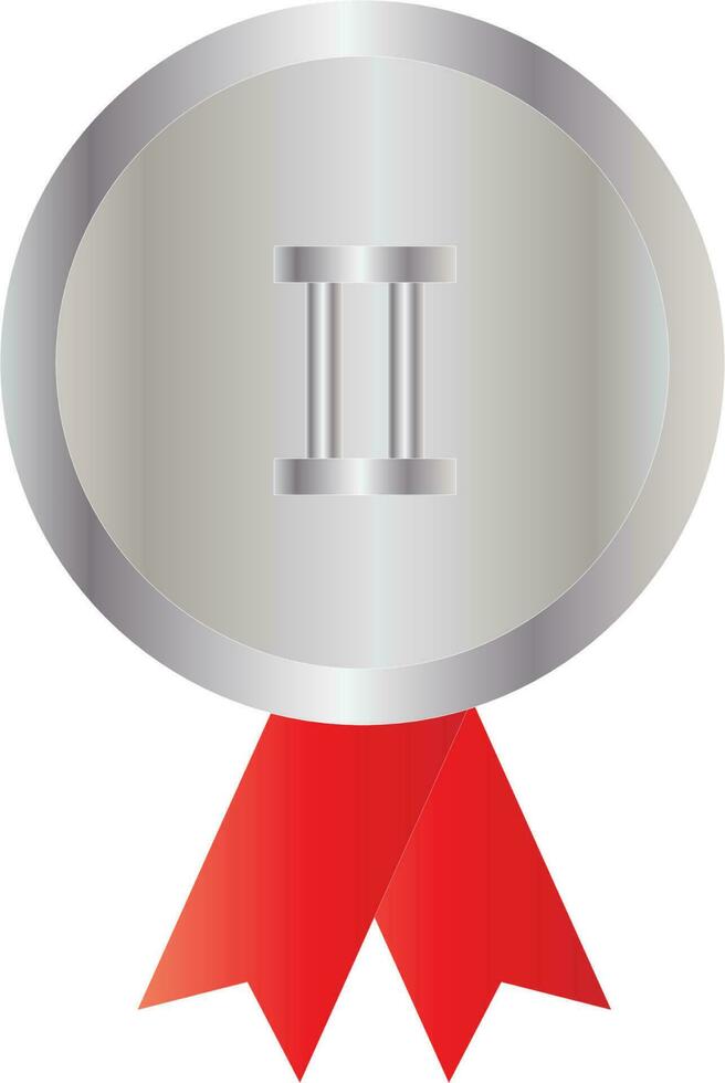 vlak stijl tweede zilver insigne medaille met rood lint icoon. vector