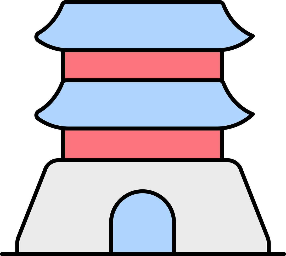 gyeongbokgung paleis vlak icoon in rood en blauw kleur. vector