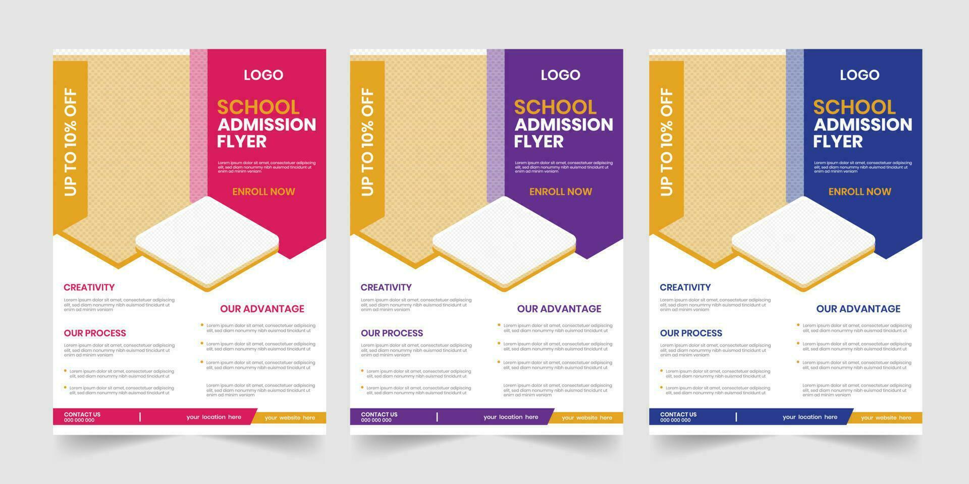 nieuw school- toelating afzet afdrukken inschrijving folder ontwerp vector