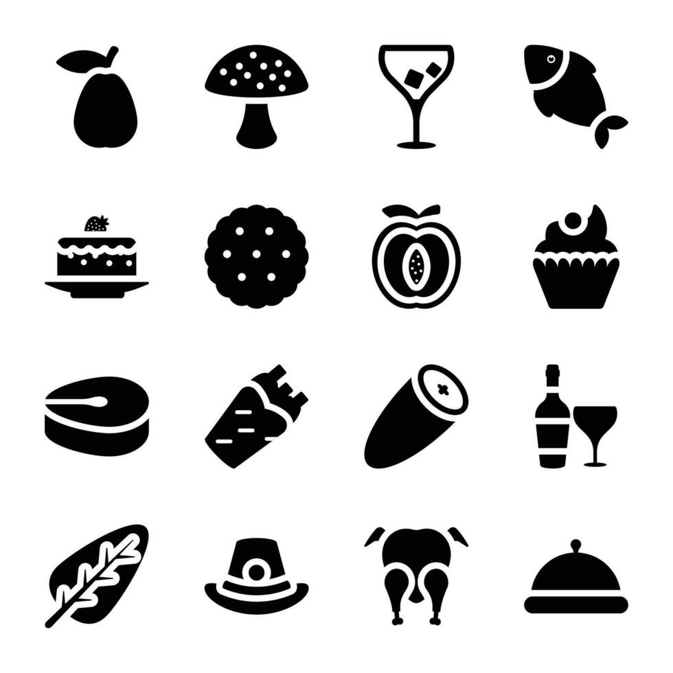 voedsel en cadeaus vlak pictogrammen vector