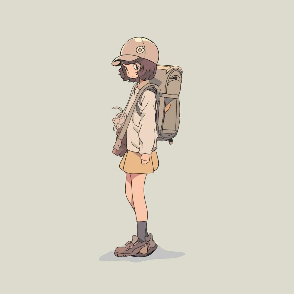 illustratie van de avonturen van een schattig backpacker vector