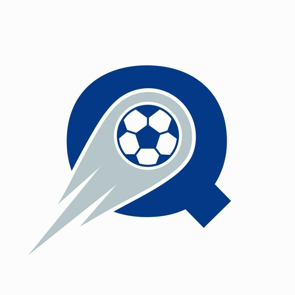 brief q Amerikaans voetbal logo concept met in beweging Amerikaans voetbal icoon. voetbal logo sjabloon vector