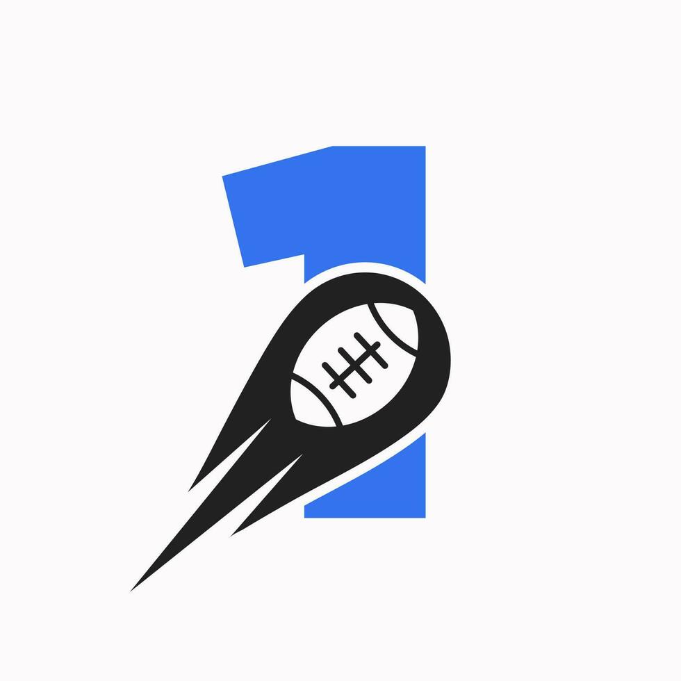 eerste brief 1 rugby logo, Amerikaans Amerikaans voetbal symbool combineren met rugby bal icoon voor Amerikaans voetbal logo ontwerp vector