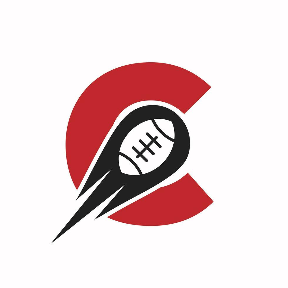 eerste brief c rugby logo, Amerikaans Amerikaans voetbal symbool combineren met rugby bal icoon voor Amerikaans voetbal logo ontwerp vector