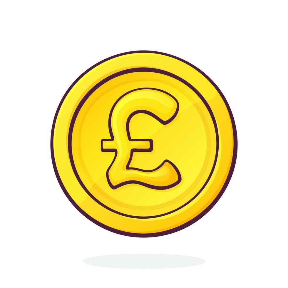 tekenfilm illustratie van gouden munt van Brits pond. contant geld geld. symbool van bedrijf, economie en financiën. de symbool van wereld valuta's vector