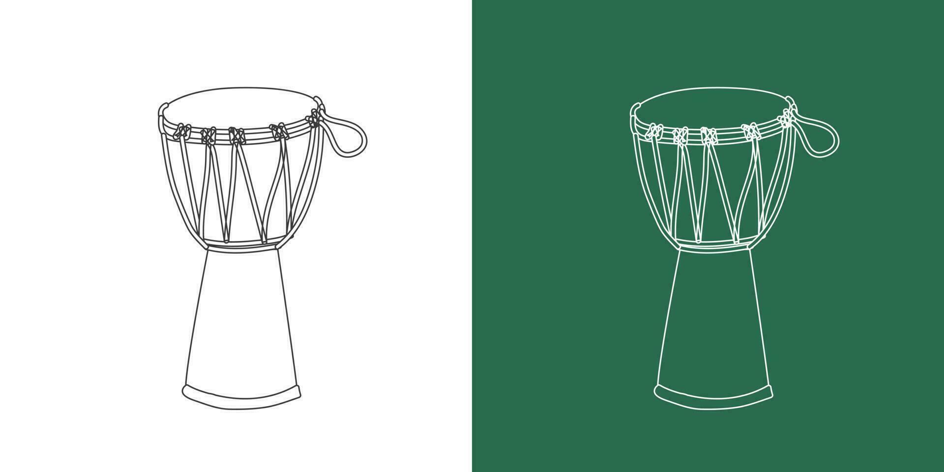 djembe tekening tekenfilm stijl. percussie instrument djembe clip art tekening in lineair stijl geïsoleerd Aan wit en schoolbord achtergrond. musical instrument clip art concept, vector ontwerp