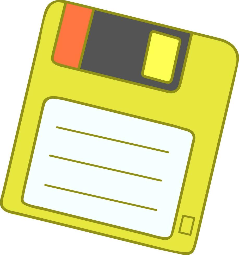 geel floppy schijf, 90's technologie, oud schijf, CD-rom, wijnoogst technologie, oud technologie, computer het dossier, portable moeilijk schijf, computer vector illustratie achtergrond