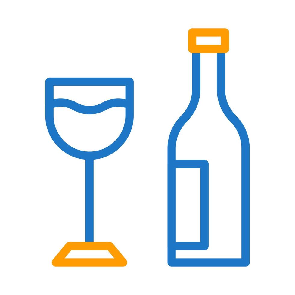 glas wijn icoon duokleur blauw oranje kleur Pasen symbool illustratie. vector