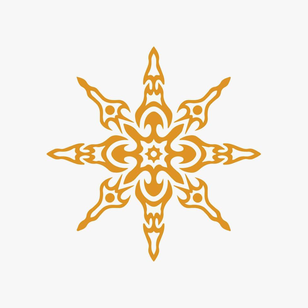goud mandala tribal zon symbool logo Aan wit achtergrond. stencil sticker tatoeëren ontwerp. vlak vector illustratie.