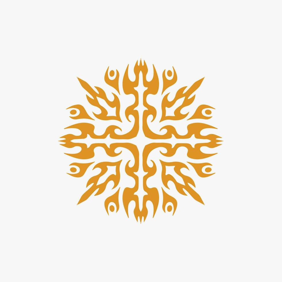 goud mandala tribal zon symbool logo Aan wit achtergrond. stencil sticker tatoeëren ontwerp. vlak vector illustratie.