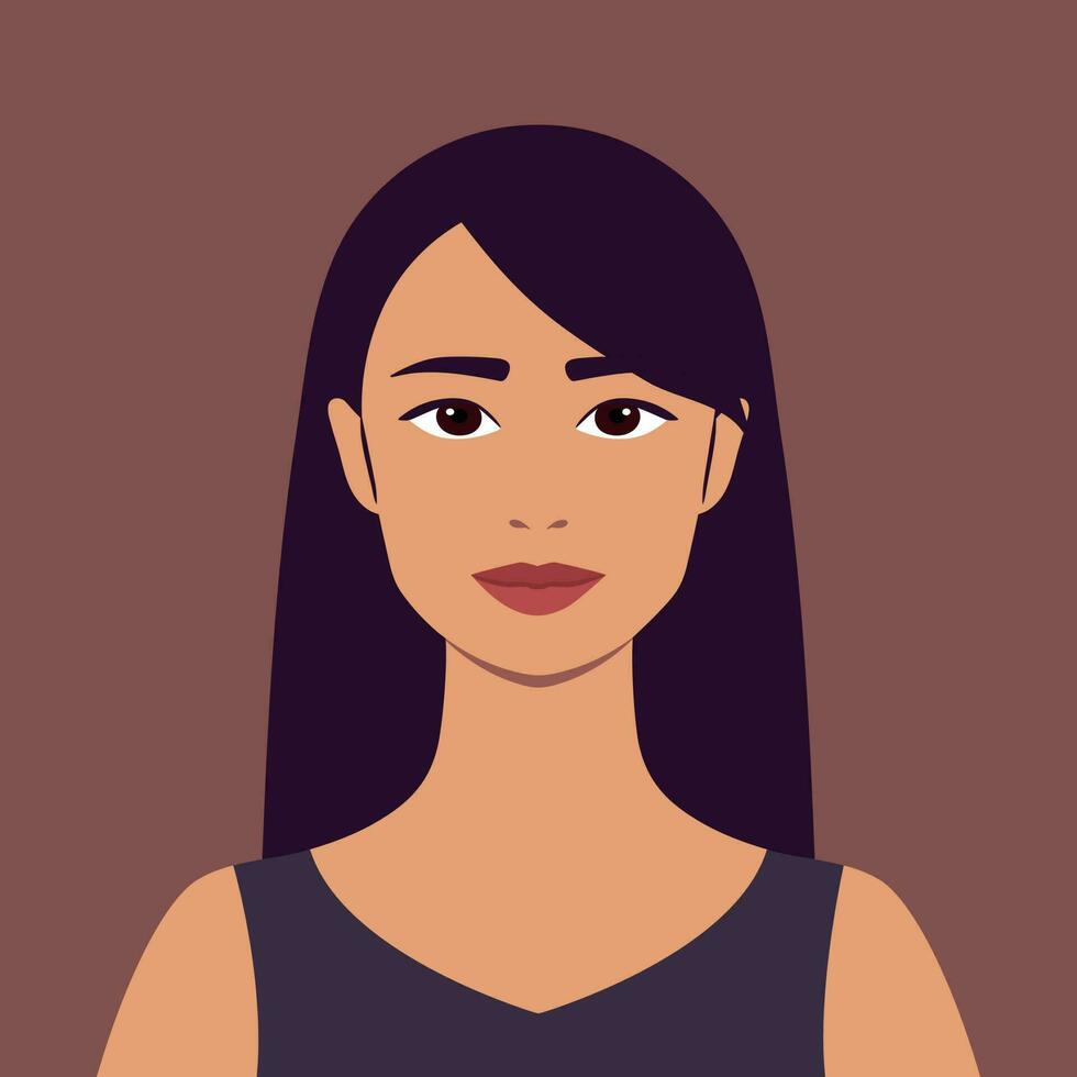 portret van een mooi vrouw in vlak stijl. avatar voor sociaal media. abstract vrouw portret vector