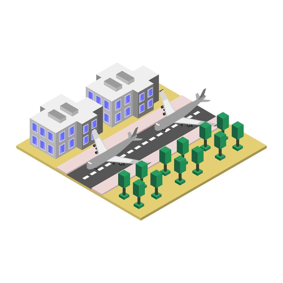 isometrische luchthaven op witte achtergrond vector