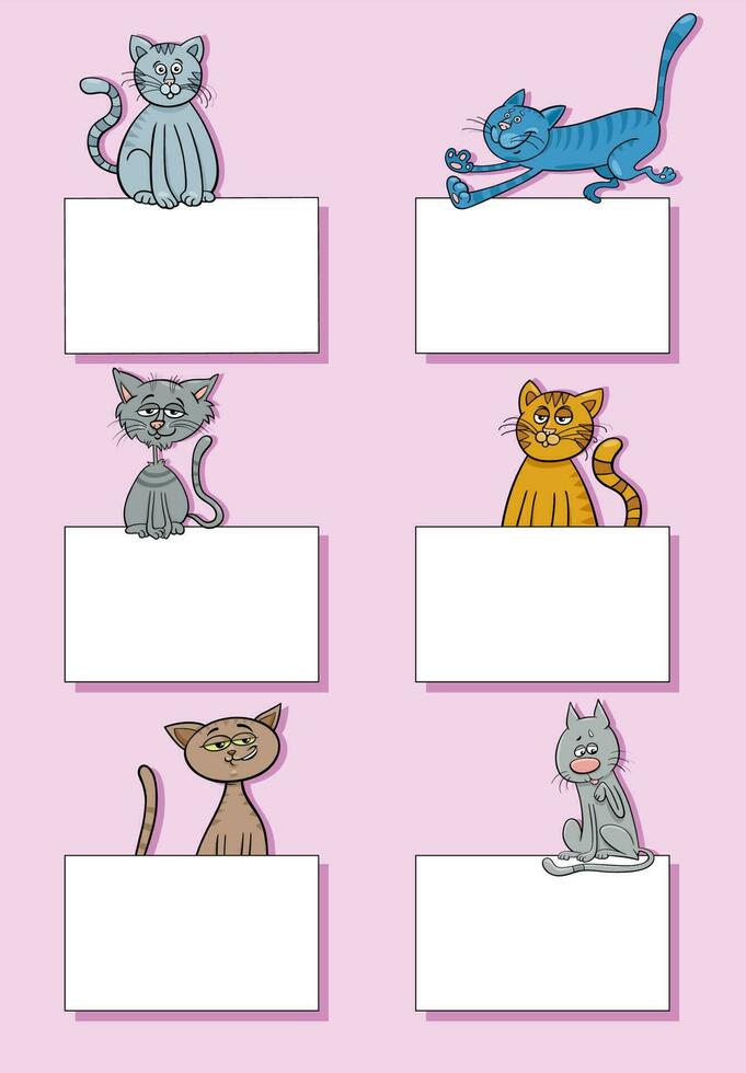 tekenfilm katten en kittens met kaarten ontwerp reeks vector