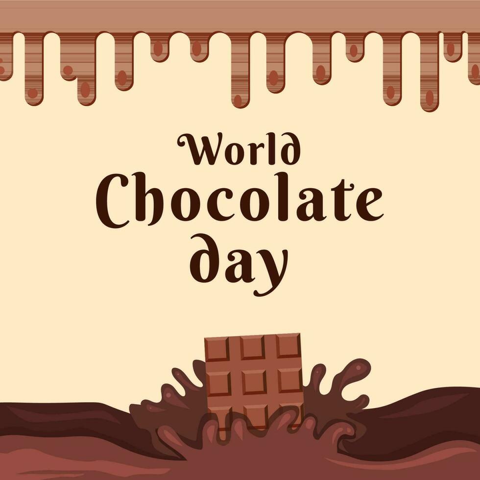 vector wereld chocola dag illustratie met gesmolten chocola en plons chocola