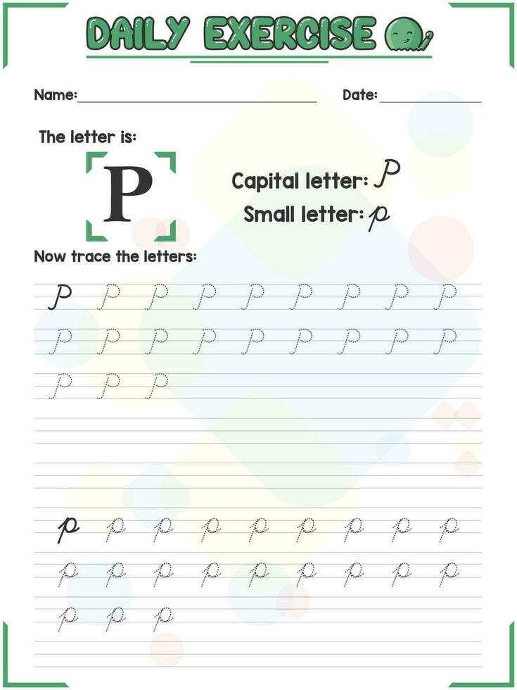 cursief alfabet brief traceren praktijk en handschrift oefening voor primair en kleuterschool school- kinderen vector