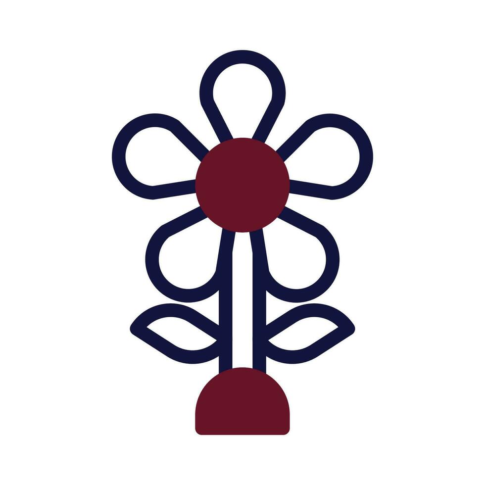 bloem icoon duotoon kastanjebruin marine kleur Pasen symbool illustratie. vector