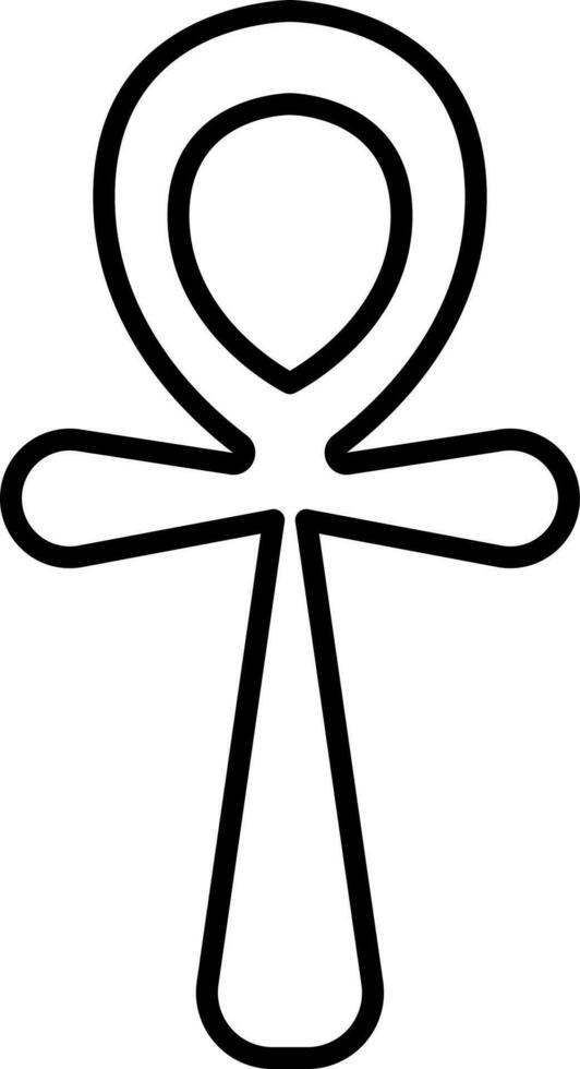 zwart lineair ankh icoon of symbool. vector