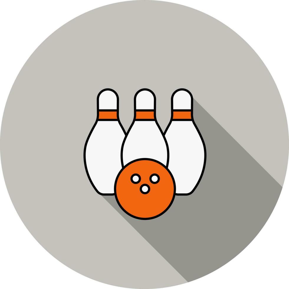 bowling bal en pin icoon in oranje en wit kleur. vector