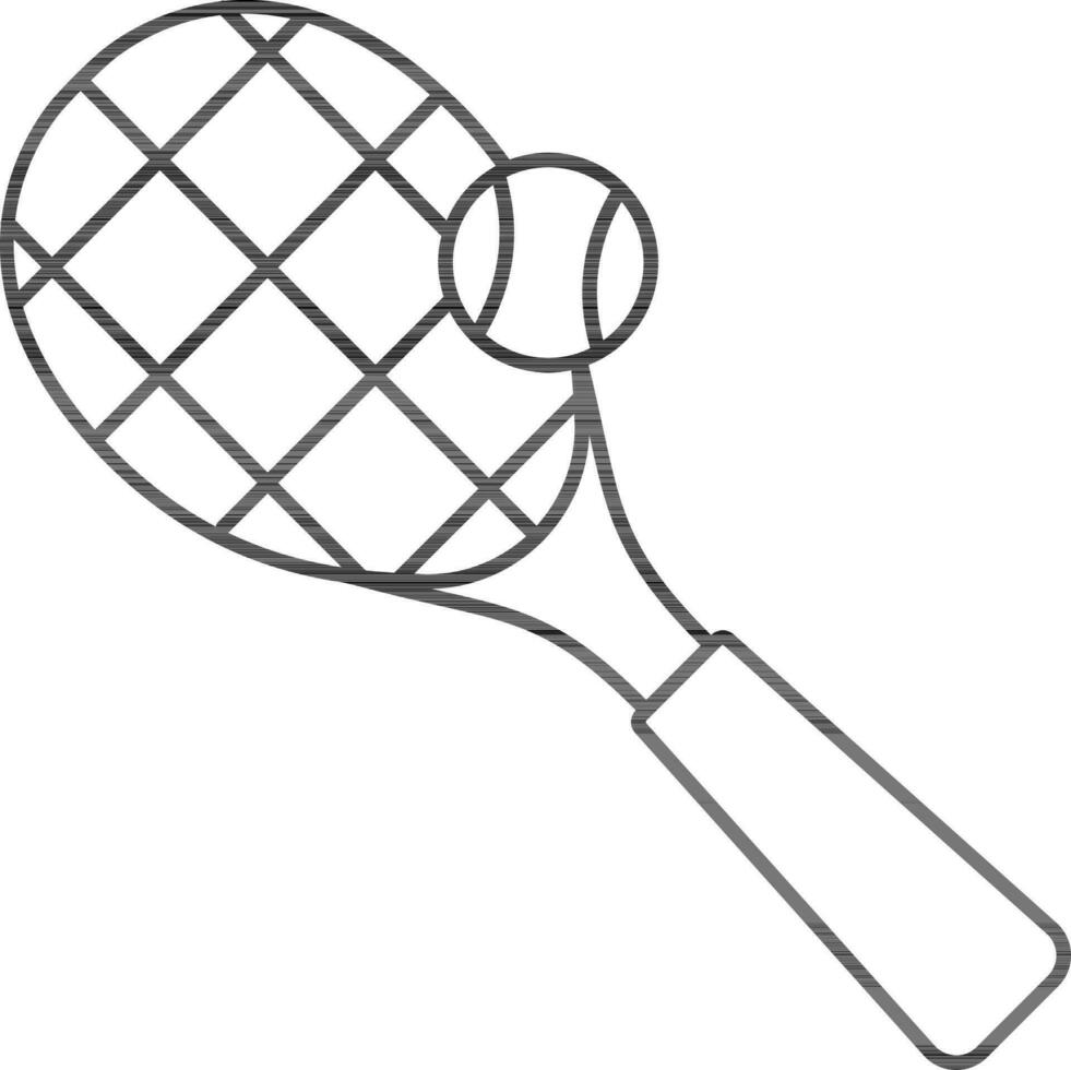 tennis racket met bal icoon in lijn kunst. vector