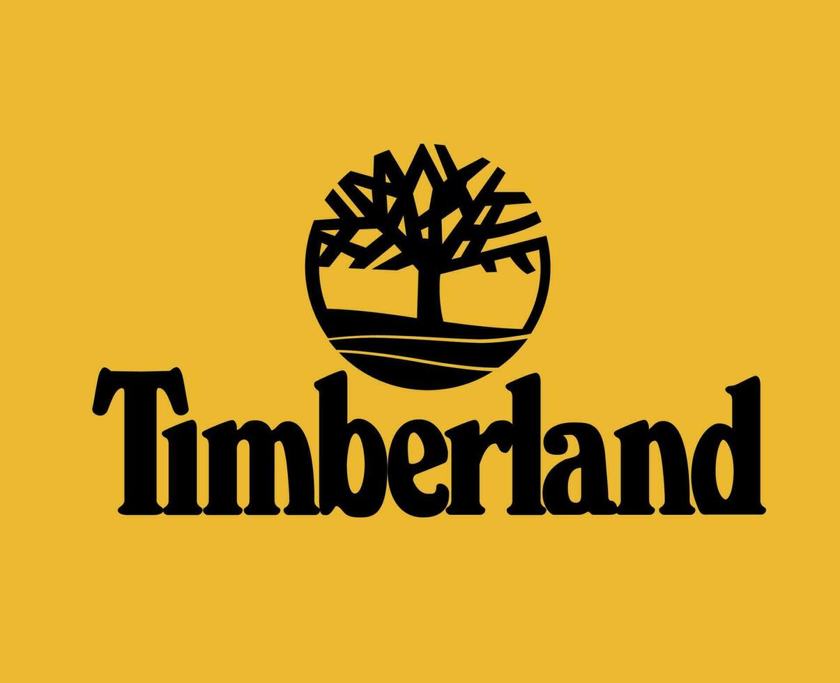 Timberland merk logo symbool met naam zwart ontwerp icoon abstract vector illustratie met geel achtergrond
