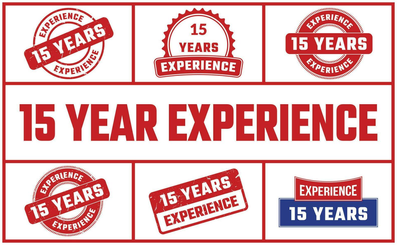 15 jaren ervaring rubber postzegel reeks vector