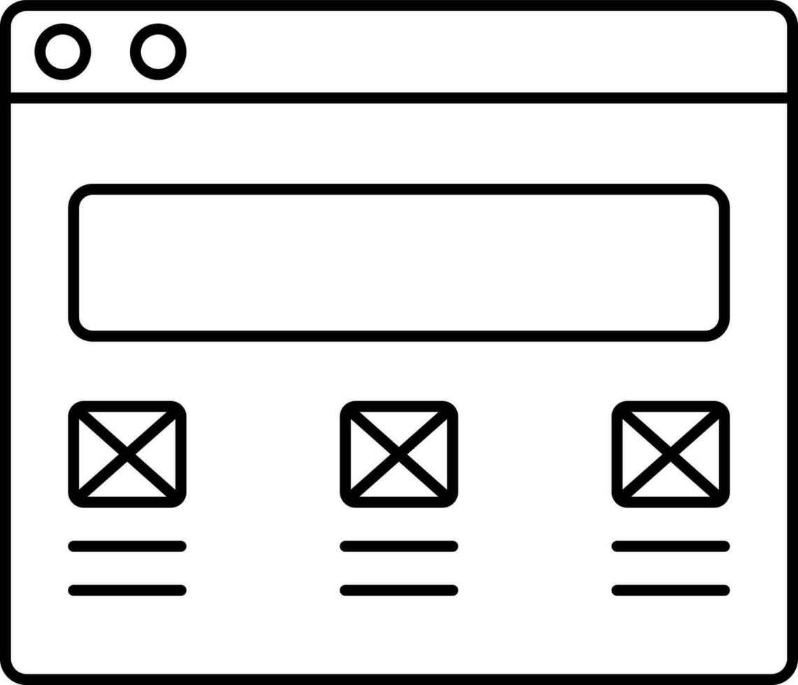 toepassing browser bladzijde icoon in zwart schets. vector