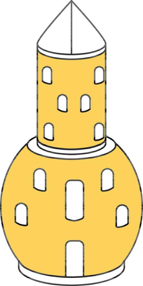 geel en wit kleur kasteel toren icoon in vlak stijl. vector