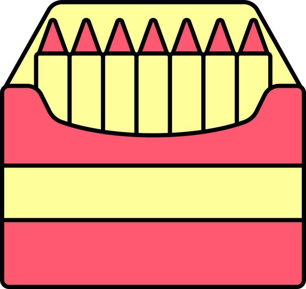 kleurpotloden of kleur potlood doos rood en geel icoon. vector