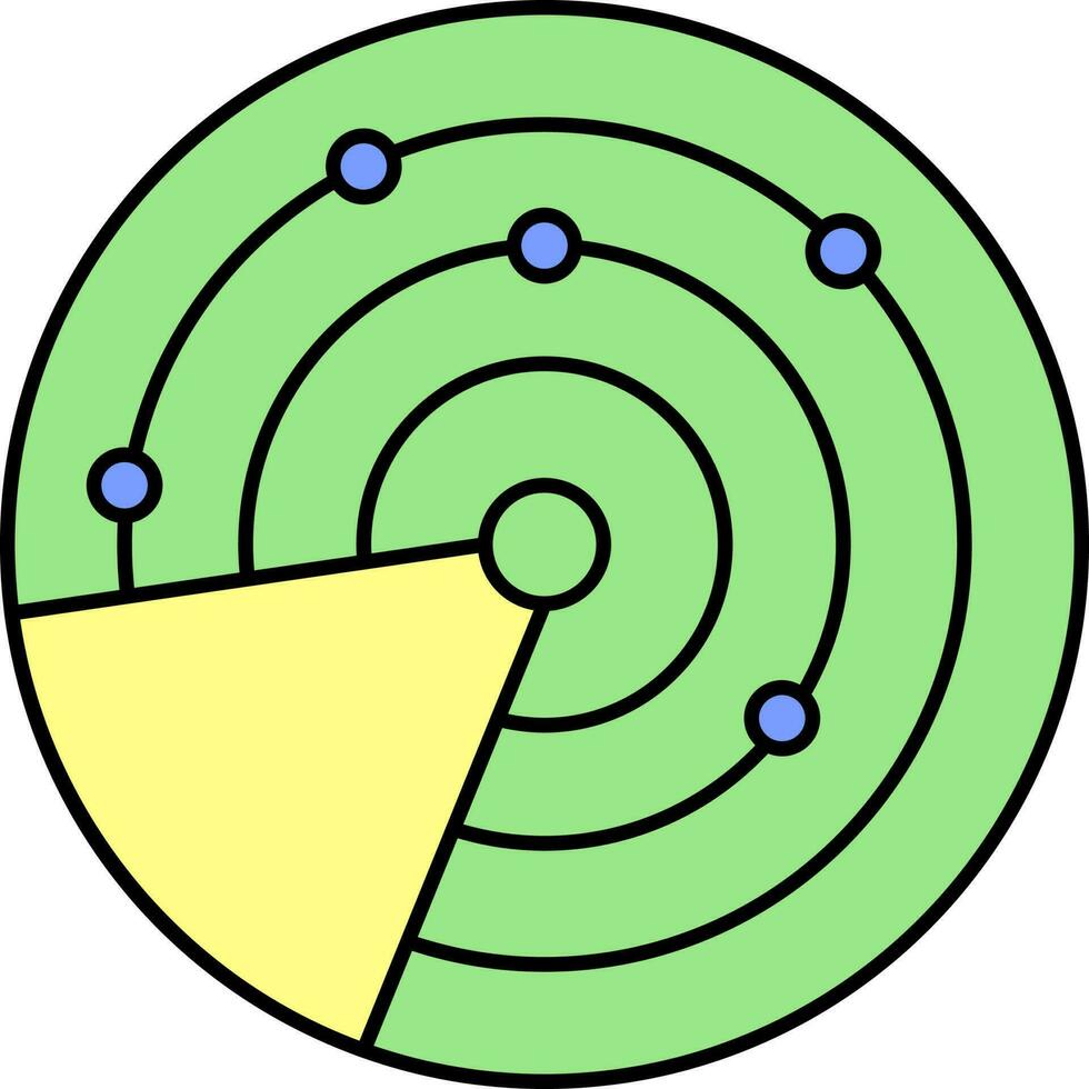 groen en geel kosmisch radar vlak icoon of symbool. vector