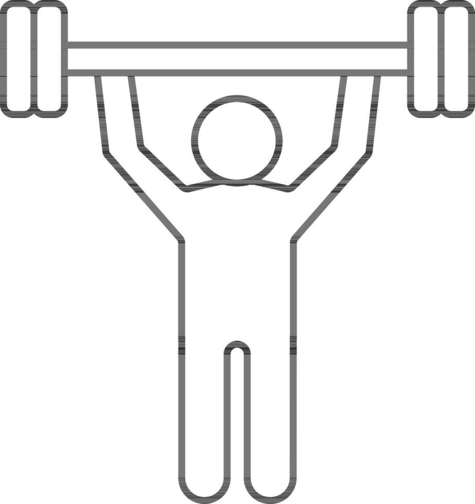 lijn kunst illustratie van Mens Holding barbell icoon. vector