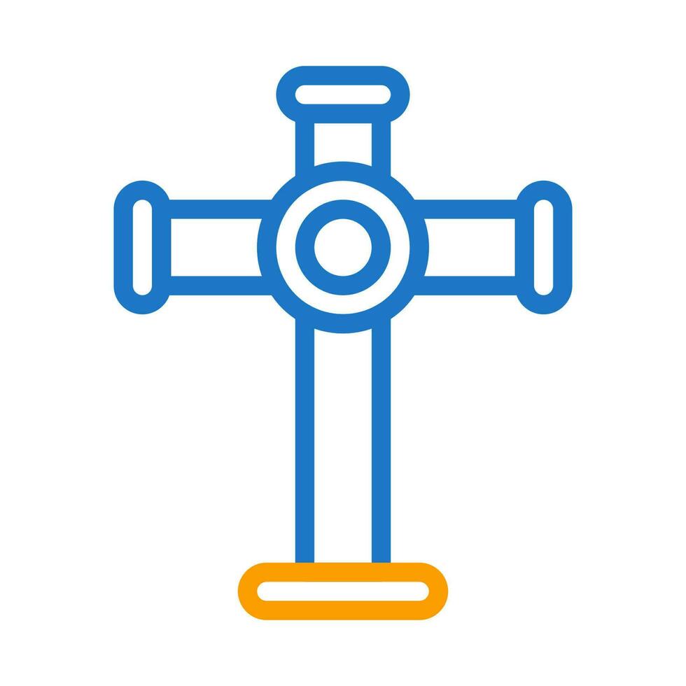 salib icoon duokleur blauw oranje kleur Pasen symbool illustratie. vector