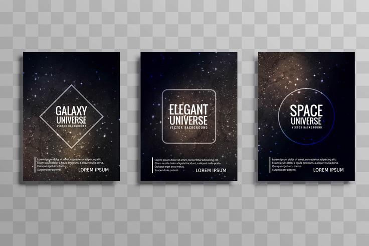 Abstracte kleurrijke galaxy stylie zakelijke brochure set vector