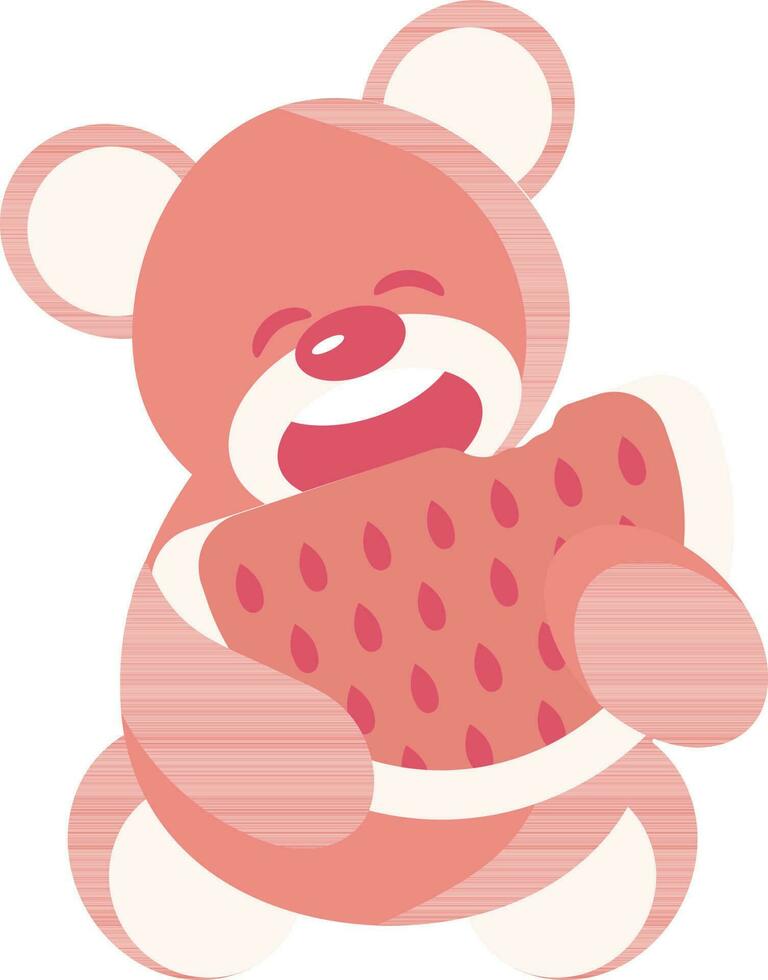 teddy beer aan het eten watermeloen vector in rood kleur.