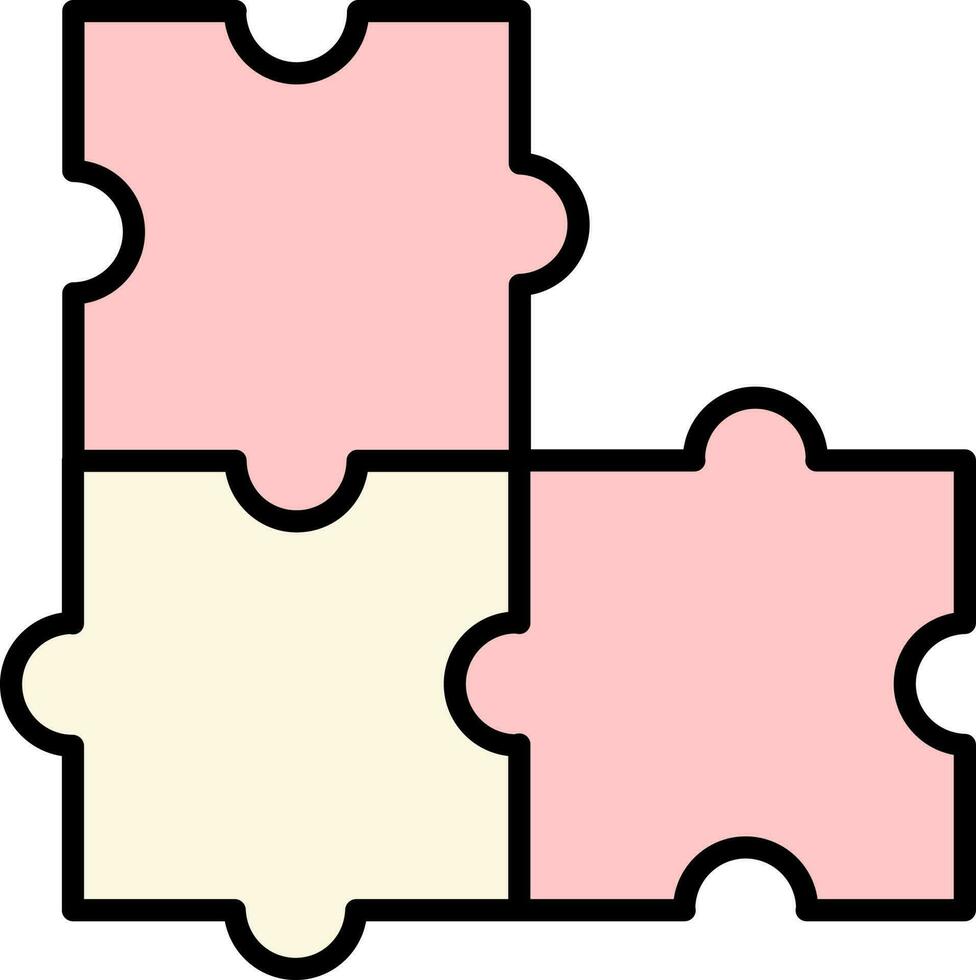 decoupeerzaag puzzel icoon in roze en licht geel kleur. vector
