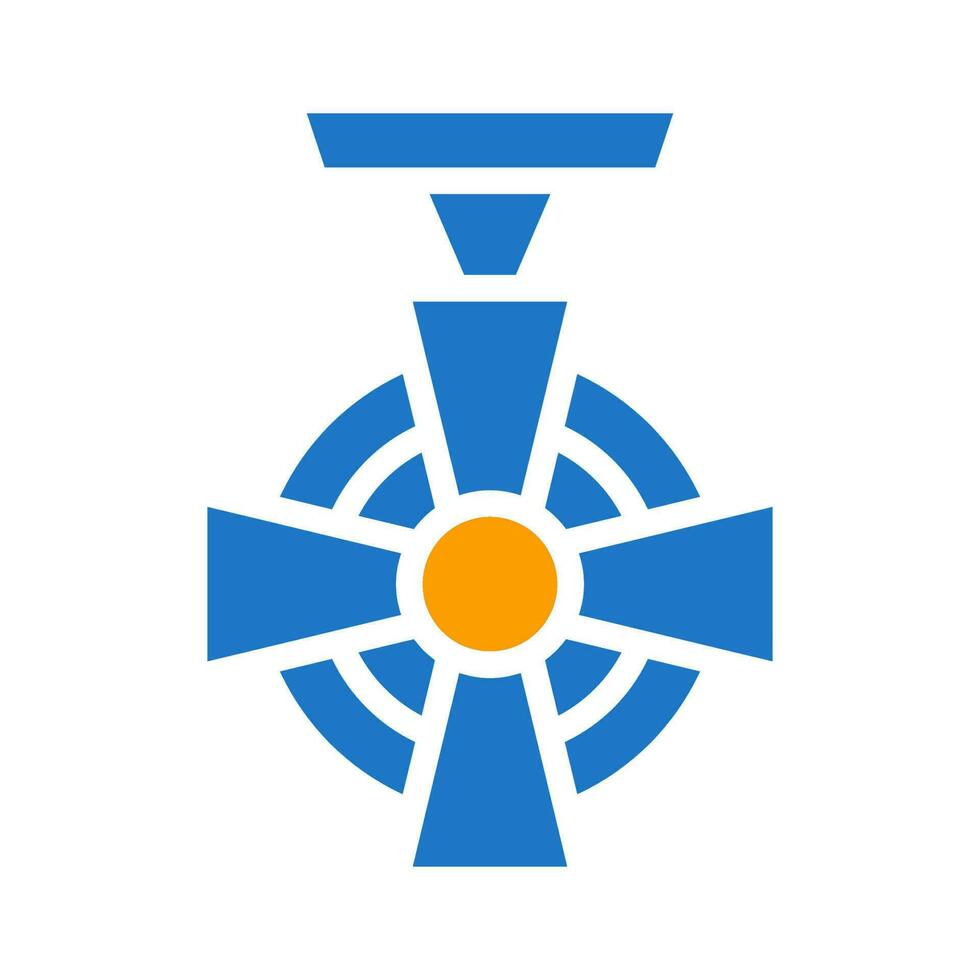 medaille icoon solide blauw oranje blauw kleur leger symbool perfect. vector
