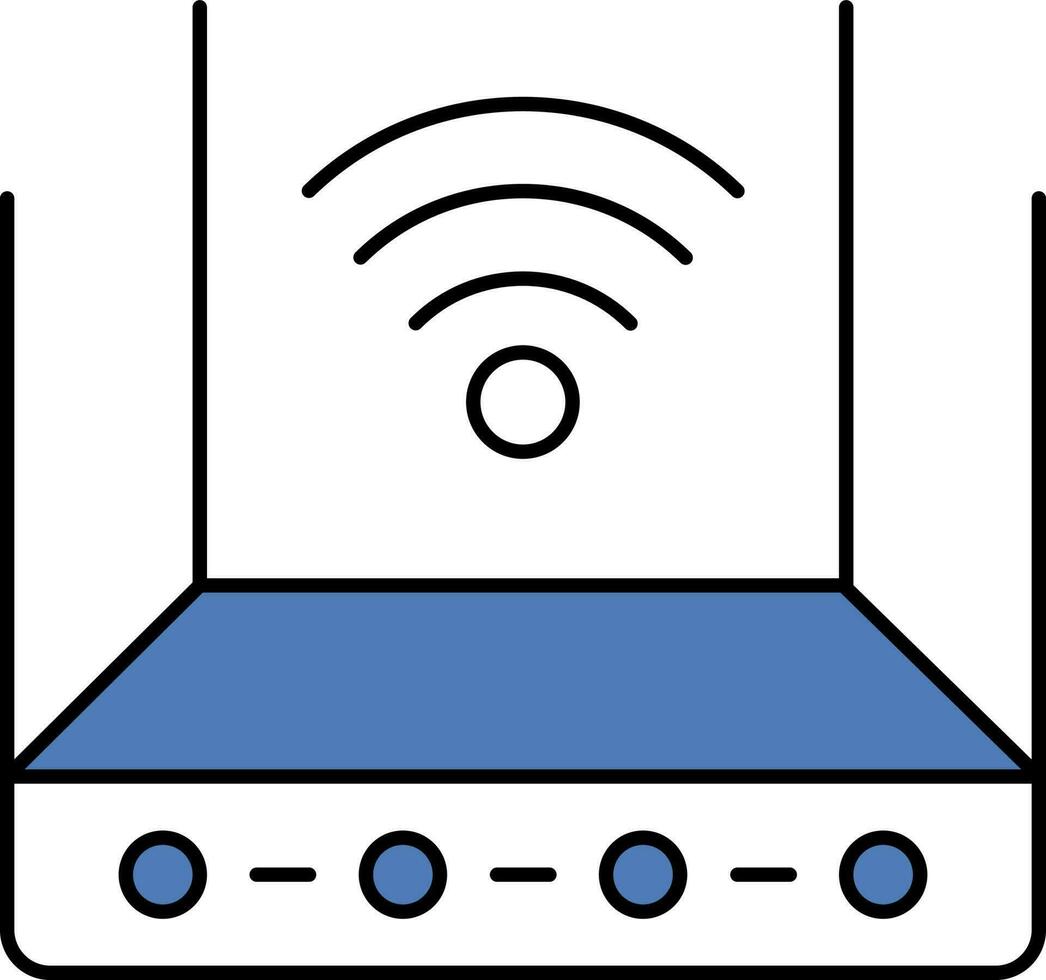 vlak stijl router icoon in blauw en wit kleur. vector