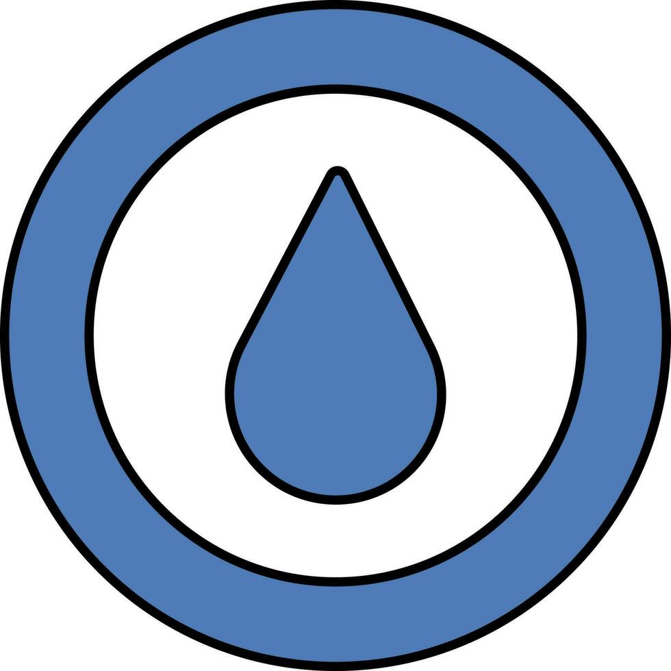 vlak stijl laten vallen ronde icoon in blauw en wit kleur. vector