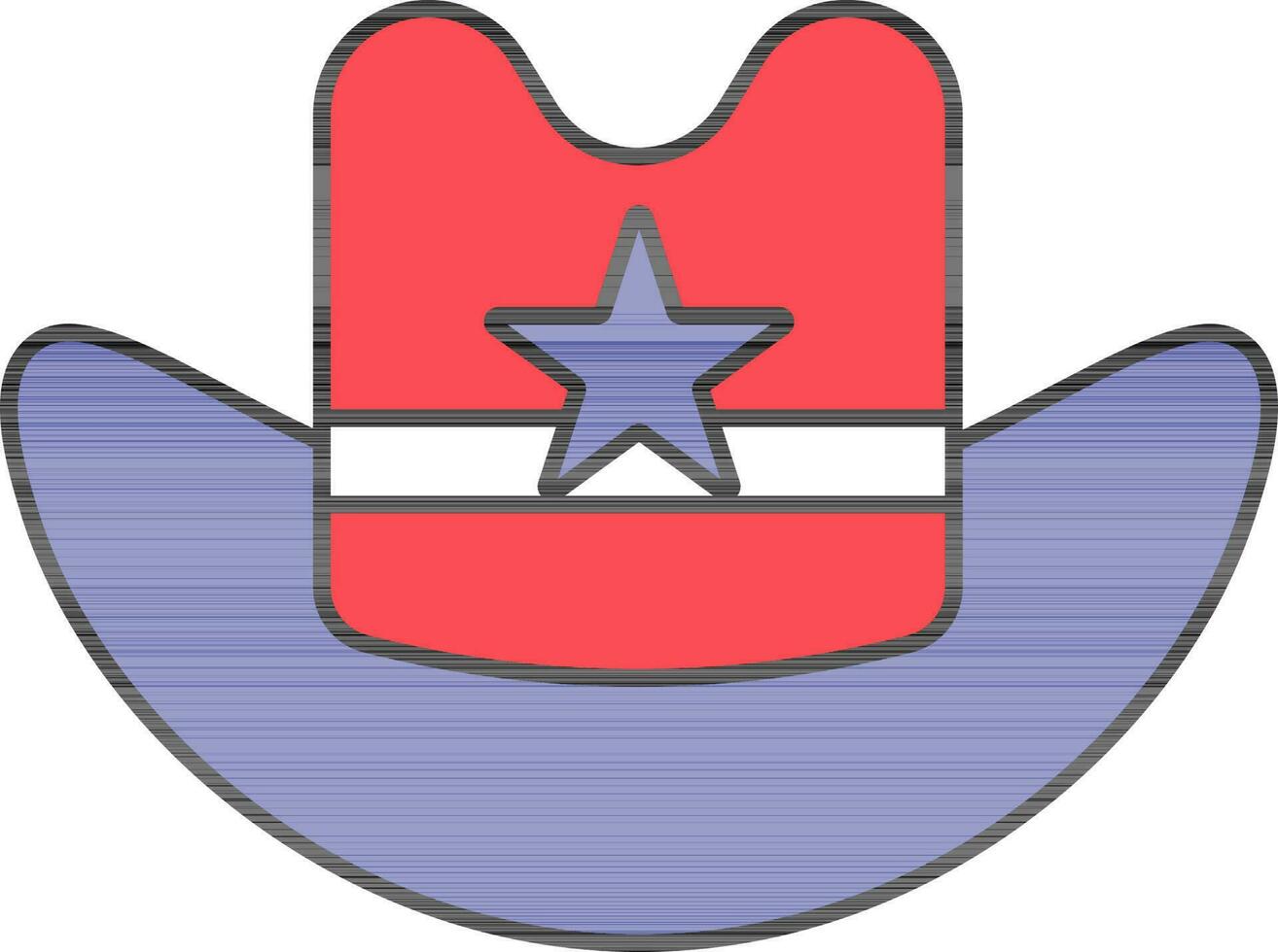 cowboy hoed icoon in blauw en rood kleur. vector