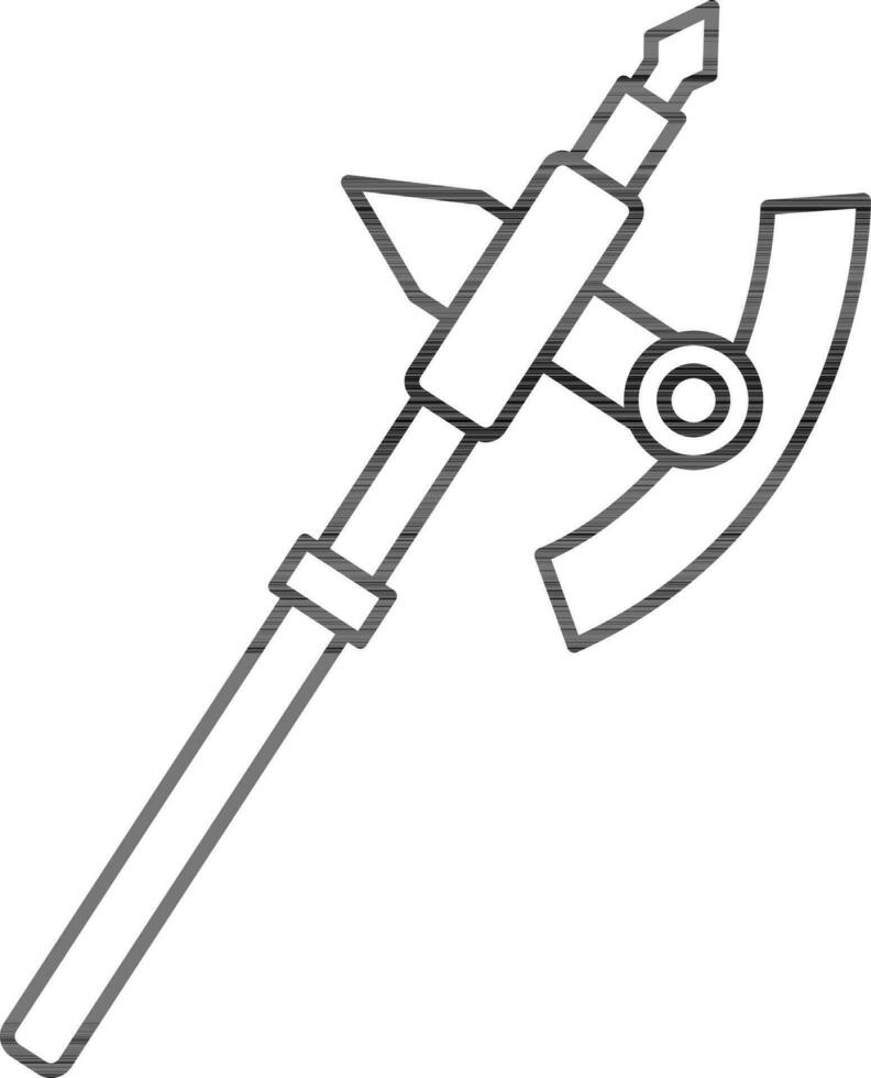 poleaxe icoon in zwart lijn kunst. vector