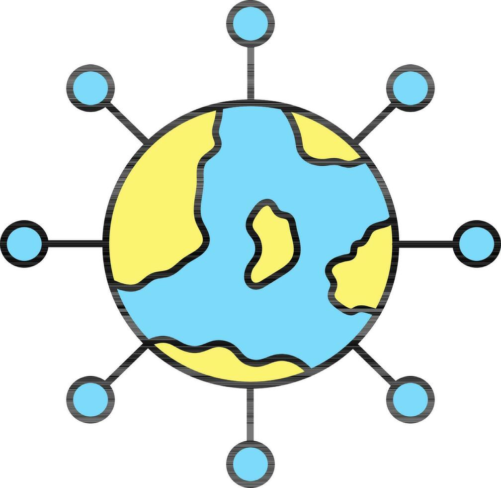 globaal verbinding geel en blauw icoon. vector