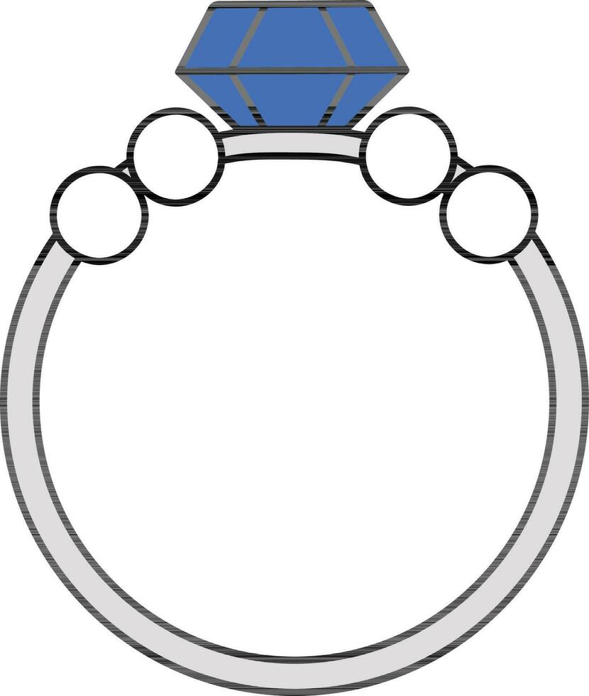 diamant ring icoon in blauw en grijs kleur. vector