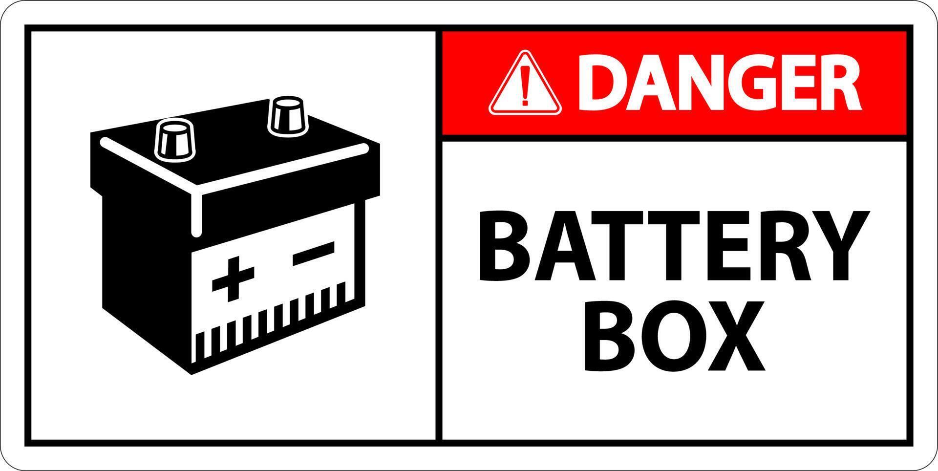 Gevaar accu doos met icoon teken Aan wit achtergrond vector
