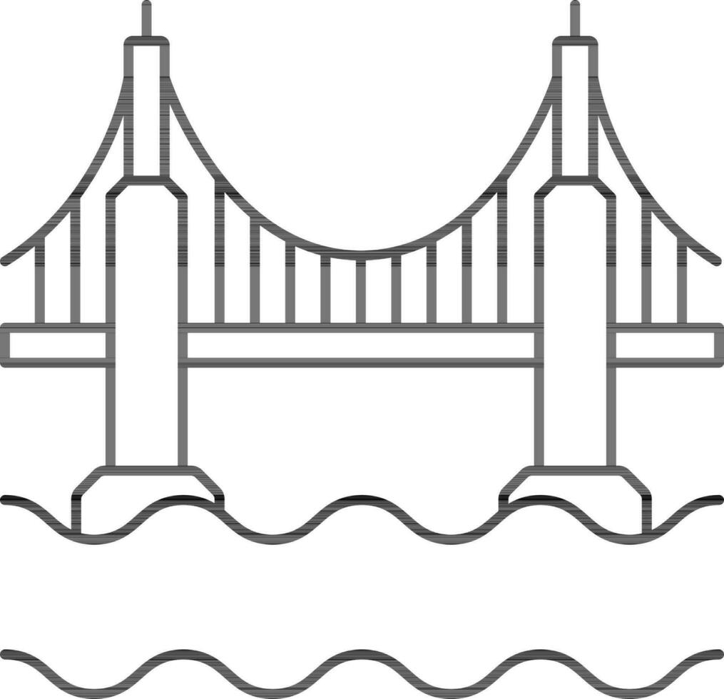 gouden poort brug icoon in zwart lijn kunst. vector