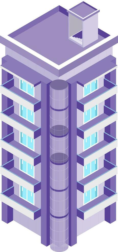 isometrische icoon of symbool van gebouw in Purper kleur. vector