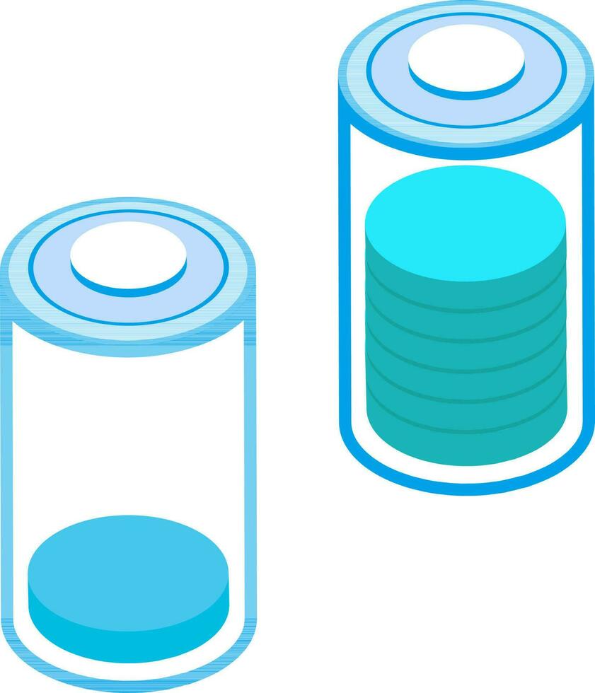 3d icoon van twee accu Aan wit achtergrond. vector